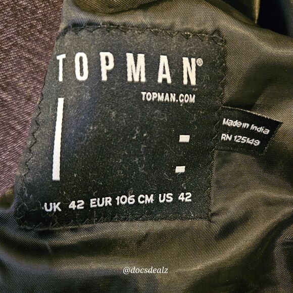 Topman Suit Jacket Burgundy Men's 42 - Picture 3 of 4